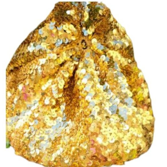 Glamorous Luxury Beaded Sequins Sequined Embellished Gold Metallic Hat Beret New - Picture 6 of 12